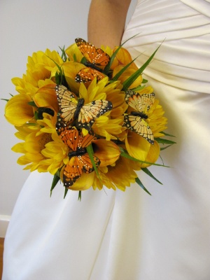 Sunflowers, callas and butterflies